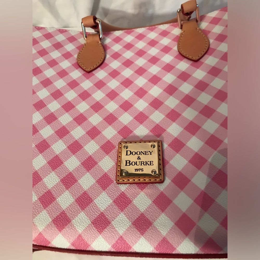 Dooney & Bourke Gingham II Janine Pink and White satchel Crossbody Bag - Picture 11 of 11